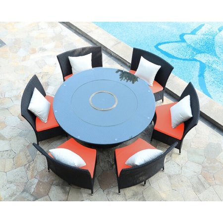 MANHATTAN COMFORT Nightingdale 7-Piece Outdoor Dining Set in Orange, White and Black OD-DS001-OR